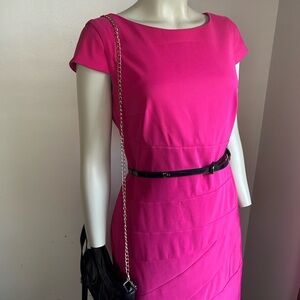 Alyx Vibrant Pink Midi Dress with Cap Sleeves 10